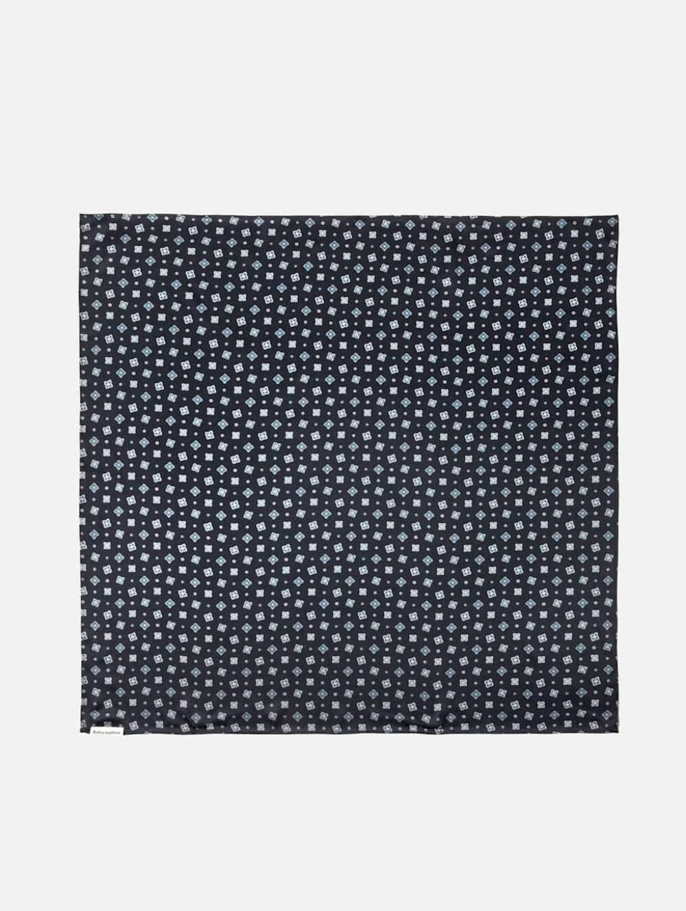 NWT Reformation Printed Silk Scarf Geometric Blue Windsor Square